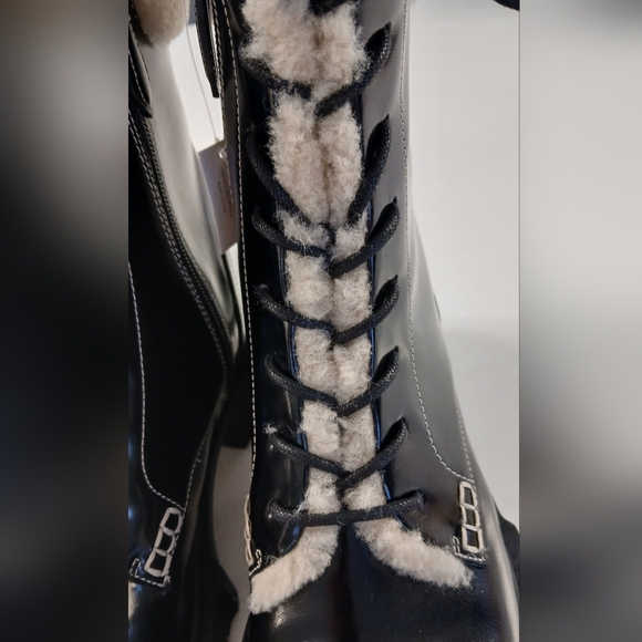 COACH Leighton Shearling Bootie • Black Patent Leather • Size 9.5 B - Picture 3 of 14